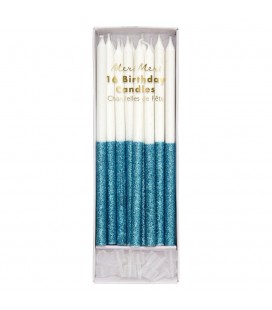 16 Bougies Bleu Glitter