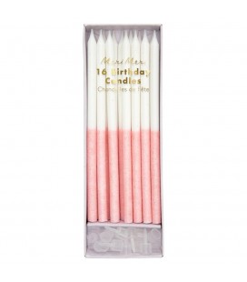 16 Pale Pink Glitter Candles