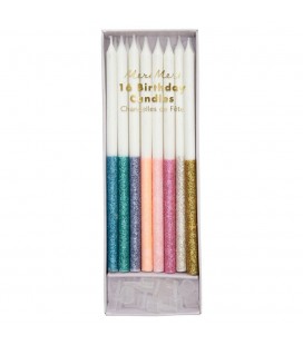 16 Multi Glitter Candles