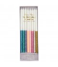 16 Multi Glitter Candles