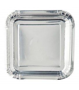 8 Metallic Silver Small Plates