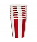 8 Cups with Metallic Red Stripes