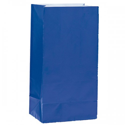 12 Royal Blue Paper Party Bags