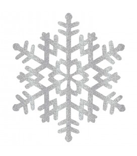Decoration Suspendue Flocon de Neige Argenté Pailleté 38cm