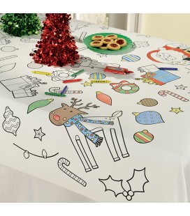 Weihnachtliche Papiertischdecke zum Ausmalen