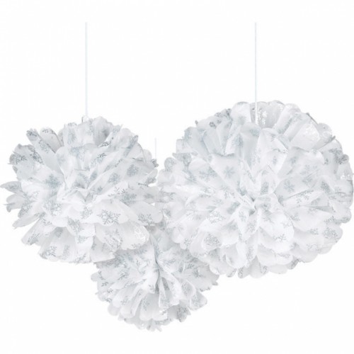 3 Fluffy Snowflake Pompons Etoile de Neige