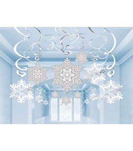 30 Suspensions Spirale avec Flocons