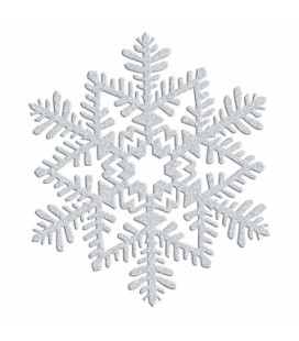Glitter Silver Snowflake Hanging Decoration Decoration 16cm