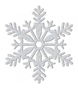 Decoration Suspendue Flocon de Neige Argenté Pailleté 28cm