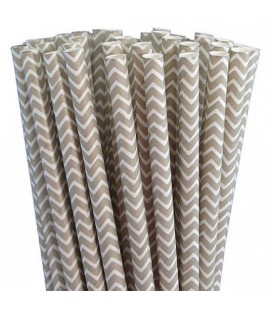 25 Silber Papier-Trinkhalme mit Zacken