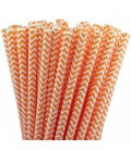 25 Orange Chevron Paper Straws