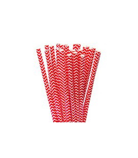 25 Red Chevron Paper Straws