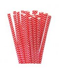25 Red Chevron Paper Straws