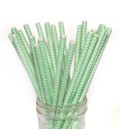 25 Pailles Papier Chevron Vert d'Eau