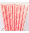 25 Pink Star Paper Straws