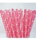 25 Bubble Gum Pink Star Paper Straws