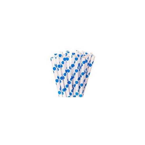 25 Blue Polka Dots Paper Straws