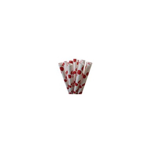 25 Red Polka Dots Paper Straws