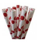 25 Red Polka Dots Paper Straws