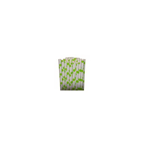 25 Green Polka Dots Paper Straws