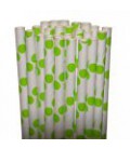 25 Green Polka Dots Paper Straws