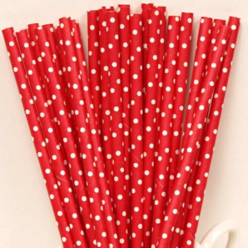 25 Pailles Papier Rouge 