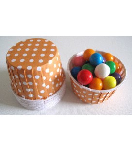 25 Candy Cups Orange mit Punkten
