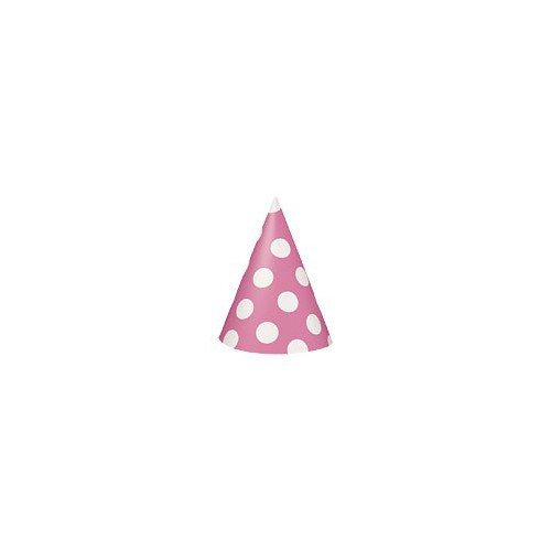 8 Magenta Polka Dots Party Hats