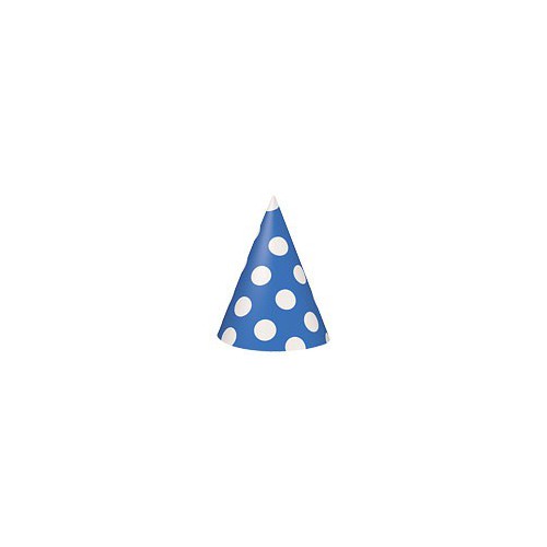 8 Royal Blue Polka Dots Party Hats