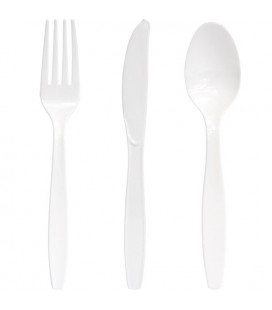 18 White Cutlery