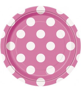 8 Petites Assiettes Magenta à Pois