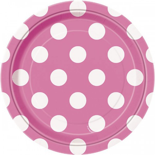 8 Magenta Polka Dots Small Plates