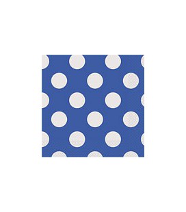 16 Royal Blue Polka Dots Lunch Napkins