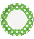 8 Grandes Assiettes Lime à Pois