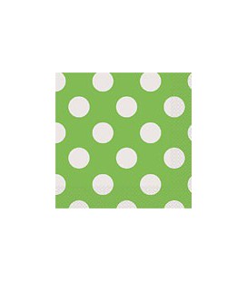 16 Petites Serviettes à Pois Lime