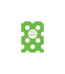 Lime Polka Dots Invitations