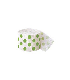 Lime Polka Dots Crepe Streamer