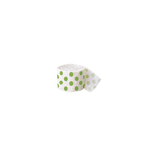 Lime Polka Dots Crepe Streamer