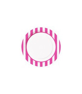 8 Magenta Stripe Dinner Plates