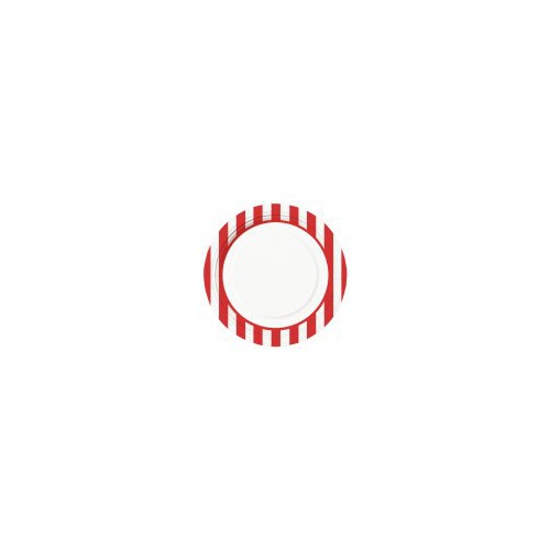 8 Red Stripe Dinner Plates