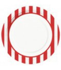 8 Red Stripe Dinner Plates